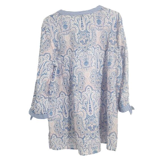 Talbots 3/4 Sleeve Blue and White Top Womens Size Large L - Picture 2 of 3